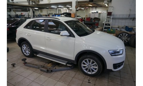 Пороги алюминиевые (Brillant) Audi (Ауди) Q3 (2011-) (серебр) на Audi Q3 (2011-) 