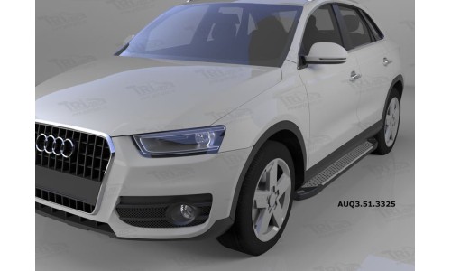 Пороги алюминиевые (Sapphire Silver) Audi (Ауди) Q3 (2011-) на Audi Q3 (2011-) 