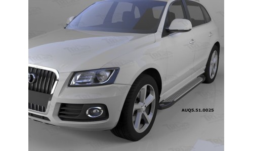 Пороги алюминиевые (Sapphire Silver) Audi (Ауди) Q5 (2009-) на Audi Q5 (2008-2016) 