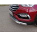 Защита передняя нижняя (овальная длинная с ДХО) 75х42 мм код HYUNSF4WD15-03 на Hyundai Santa Fe Premium (2015-2018) 