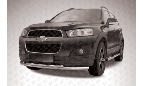 Защита переднего бампера d57+d42 двойная радиусная Chevrolet CAPTIVA (2013) на Chevrolet Captiva (2013-2015) 