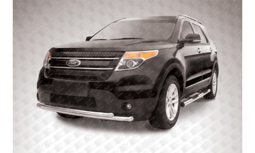 Защита переднего бампера d57+d57 двойная Ford Explorer (2012) на Ford Explorer (2011-2015) 