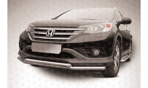 Защита переднего бампера d57+d42 двойная Honda CR-V (2013) (2L) на Honda CR-V (2012-2015) 