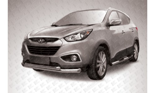 Защита переднего бампера d76+d57 двойная Hyundai ix-35 на Hyundai IX35 (2009-2015) 