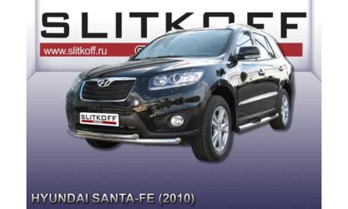 Защита переднего бампера d57+d57 двойная Hyundai Santa Fe (2010) на Hyundai Santa Fe (2010-2012) 