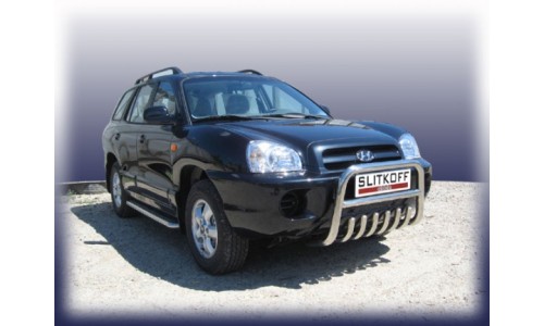 Кенгурятник низкий d57 c защитой картера Hyundai Santa Fe Classic (Таганрог) на Hyundai Santa Fe (2006-2010) 