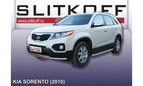 Защита переднего бампера d57+d42 радиусная KIA Sorento (2010) на Kia Sorento (2009-2012) 