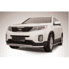Защита переднего бампера d57+d42 двойная радиусная KIA Sorento (2013)
