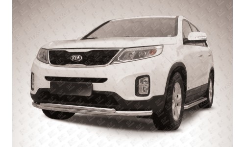 Защита переднего бампера d57+d42 двойная радиусная KIA Sorento (2013) на Kia Sorento (2012-) 