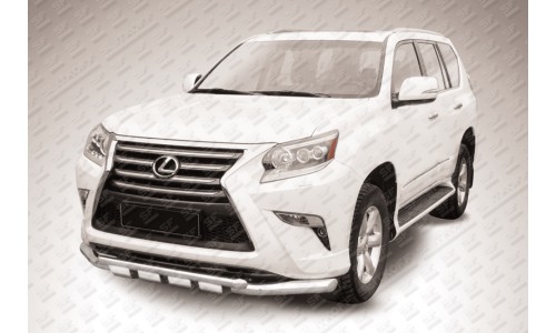 Защита переднего бампера d76+d57 двойная с профильной защитой картера Lexus GX460 (2013) на Lexus GX460 (2009-2013) 