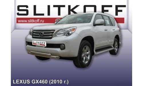 Защита переднего бампера d76+d57 двойная короткая Lexus GX-460 (2010) на Lexus GX460 (2009-2013) 