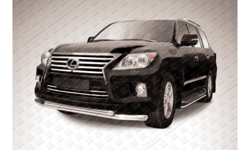 Защита переднего бампера d76+d57 Lexus LX-570 на Lexus LX570 (2012-2015) 