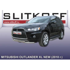 Защита переднего бампера d57+d42 двойная Mitsubishi Outlander XL (рестайлинг 2010)