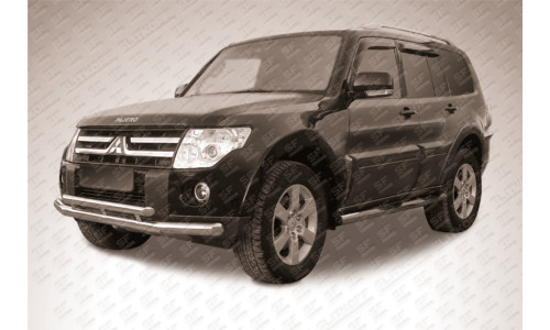 Защита переднего бампера d76+d57 двойная Mitsubishi Pajero IV на Mitsubishi Pajero 4 (2006-2011) 