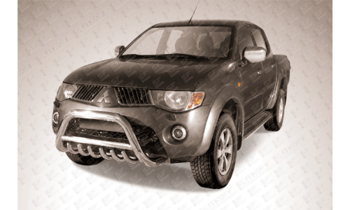 Кенгурятник низкий d76 с защитой картера Mitsubishi L-200 Triton на Mitsubishi L200 (2006-2013) 