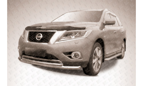 Защита переднего бампера d76+d57 двойная Nissan Pathfinder (2014) на Nissan Pathfinder (2014-) 