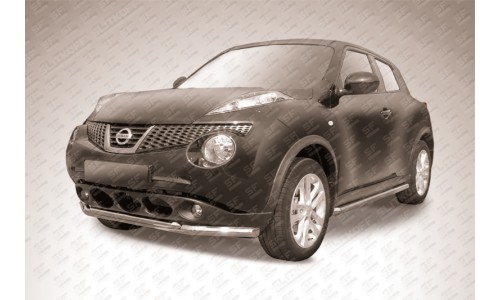 Защита переднего бампера d57+d42 двойная Nissan Juke на Nissan Juke (2011-2014) 