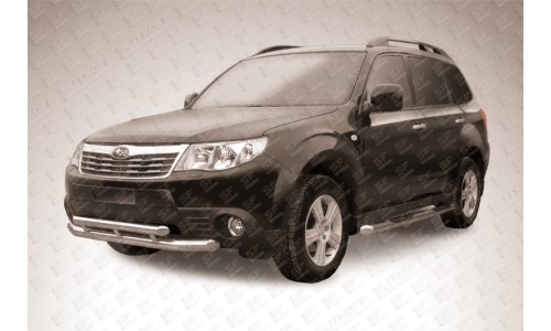 Защита переднего бампера d57+d57 двойная Subaru Forester на Subaru Forester (2009-2013) 