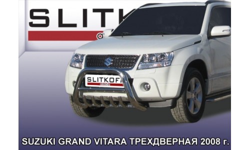 Кенгурятник низкий d76 с защитой картера Suzuki Grand Vitara (трехдверная 2008) на Suzuki Grand Vitara (5 дв.) (2009-2012) 
