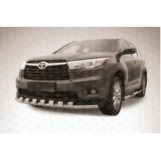 Защита переднего бампера d57 с декоративными элементами Toyota Highlander (2014)