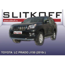 Защита переднего бампера d76+d57 двойная Toyota Land Cruiser Prado (2010)