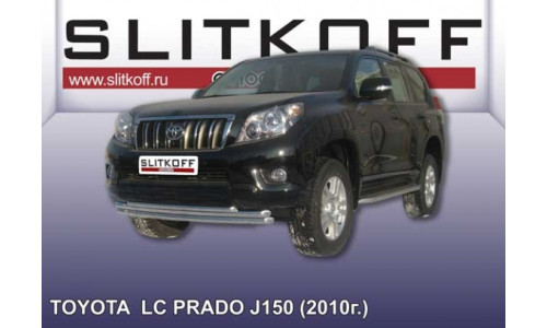 Защита переднего бампера d57+d57+d42 тройная радиусная Toyota Land Cruiser Prado (2010) на Toyota Land Cruiser Prado 150 (2009-2012) 