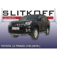 Защита переднего бампера d57+d57 двойная с защитой картера Toyota Land Cruiser Prado (2010)