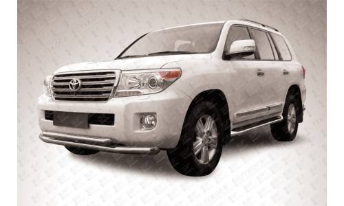 Защита переднего бампера d76+d57 двойная Toyota Land Cruiser 200 (2013) на Toyota Land Cruiser 200 (2012-2015) 