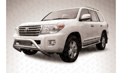 Кенгурятник низкий широкий d76 с перемычкой Toyota Land Cruiser 200 (2013) на Toyota Land Cruiser 200 (2012-2015) 