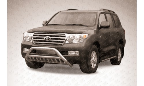 Кенгурятник низкий широкий d76 с защитой картера и перемычкой Toyota Land Cruiser 200 (2007) на Toyota Land Cruiser 200 (2007-2011) 