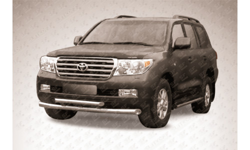 Защита переднего бампера d76+d57 двойная Toyota Land Cruiser 200 (2007) на Toyota Land Cruiser 200 (2007-2011) 