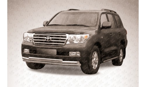 Защита переднего бампера d57+d57+d42 тройная Toyota Land Cruiser 200 (2007) на Toyota Land Cruiser 200 (2007-2011) 