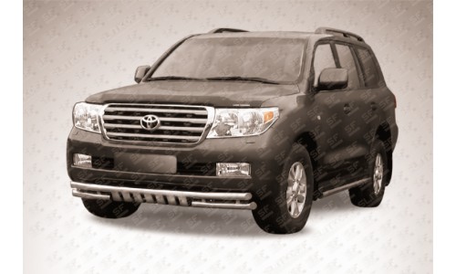 Защита переднего бампера d57+d57 двойная с защитой картера Toyota Land Cruiser 200 (2007) на Toyota Land Cruiser 200 (2007-2011) 