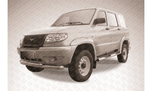 Защита переднего бампера d76+d57 UAZ Patriot на UAZ PATRIOT (2015-) 