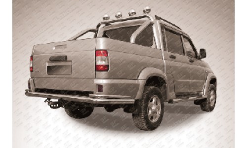 Защита заднего бампера d76+d42 двойная UAZ Patriot Picap на UAZ PATRIOT PICKUP (2008-2014) 