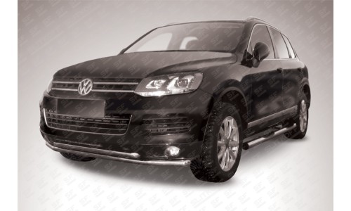 Защита переднего бампера d57+d57 двойная Volkswagen Touareg (2010) на Volkswagen Touareg (2010-2014) 