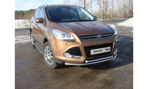 Защита передняя (двойная) 42,4/42,4 мм код FORKUG13-01 на Ford Kuga (2013-2016) 