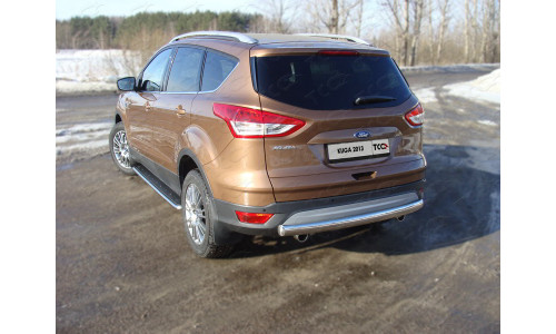 Пороги с площадкой (нерж. лист) 60,3 мм код FORKUG13-13 на Ford Kuga (2013-2016) 