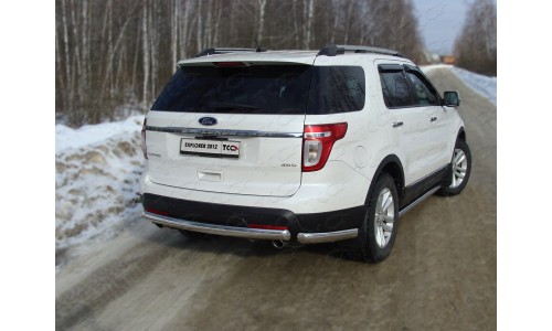 Защита задняя (уголки овальные) 75х42 мм код FOREXPL12-09 на Ford Explorer (2011-2015) 