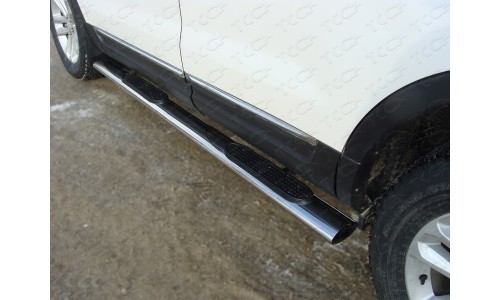 Пороги овальные с накладкой 120х60 мм код FOREXPL12-03 на Ford Explorer (2011-2015) 