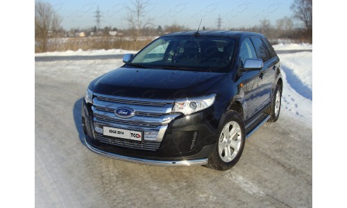 Защита передняя нижняя (овальная) 75х42 мм код FOREDG14-03 на Ford Edge (2014-2015) 