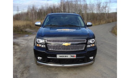 Защита передняя (овальная) 75х42 мм код CHEVTAH12-01 на Chevrolet Tahoe (2012-2015) 