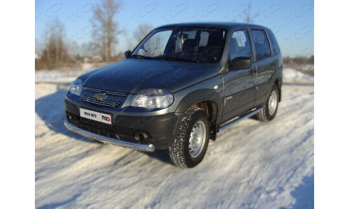 Защита передняя (овальная) 75x42 мм код CHEVNIV12-01 на Chevrolet Niva (2010-) 