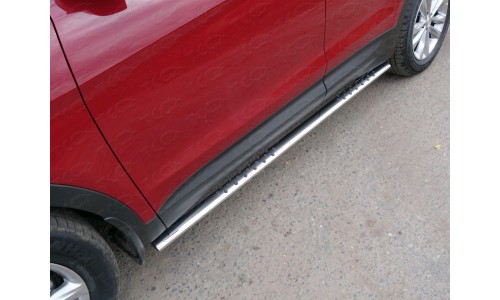 Пороги овальные с проступью 75х42 мм код HYUNSF4WD15-12 на Hyundai Santa Fe Premium (2015-2018) 