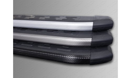 Пороги алюминиевые с пластиковой накладкой 1720 мм код CHEVCAP13-07SL на Chevrolet Captiva (2013-2015) 