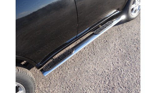 Пороги овальные с накладкой 120х60 мм код CHERTIGFL14-04 на Chery Tiggo FL (2013-) 