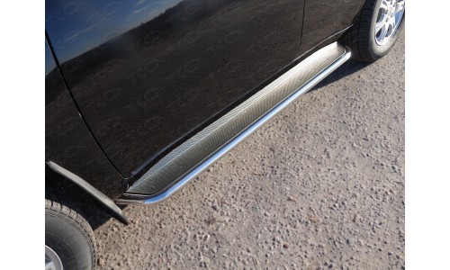 Пороги с площадкой (нерж. лист) 42,4 мм код CHERTIGFL14-06 на Chery Tiggo FL (2013-) 