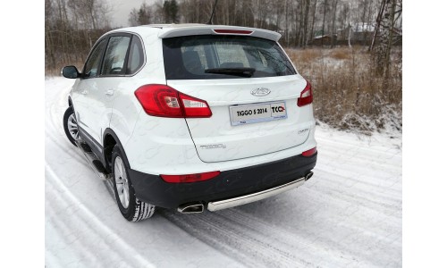 Пороги овальные с накладкой 75х42 мм код CHERTIG514-09 на Chery Tiggo 5 (2014-) 