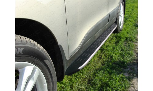 Пороги алюминиевые с пластиковой накладкой 1720 мм код HYUNIX35-10AL на Hyundai IX35 (2009-2015) 