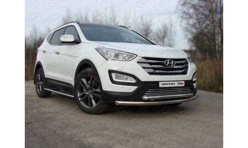 Защита передняя нижняя 60,3/50,8 мм код HYUNSF12-02 на Hyundai Santa Fe (2013-2018) 